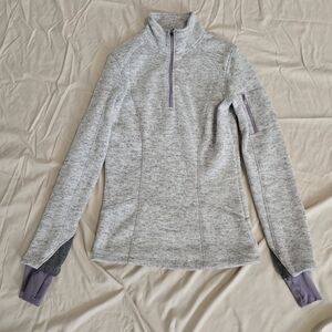 Mondetta Light Gray Sweater with Lavender Cuffs